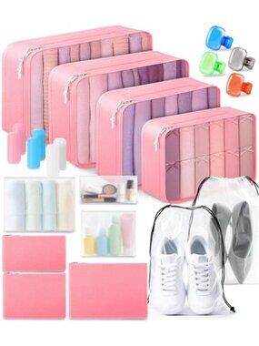 Travel Packing Cubes Set Luggage Organizer Toiletry Bag Shoe Bag 22 Piece
